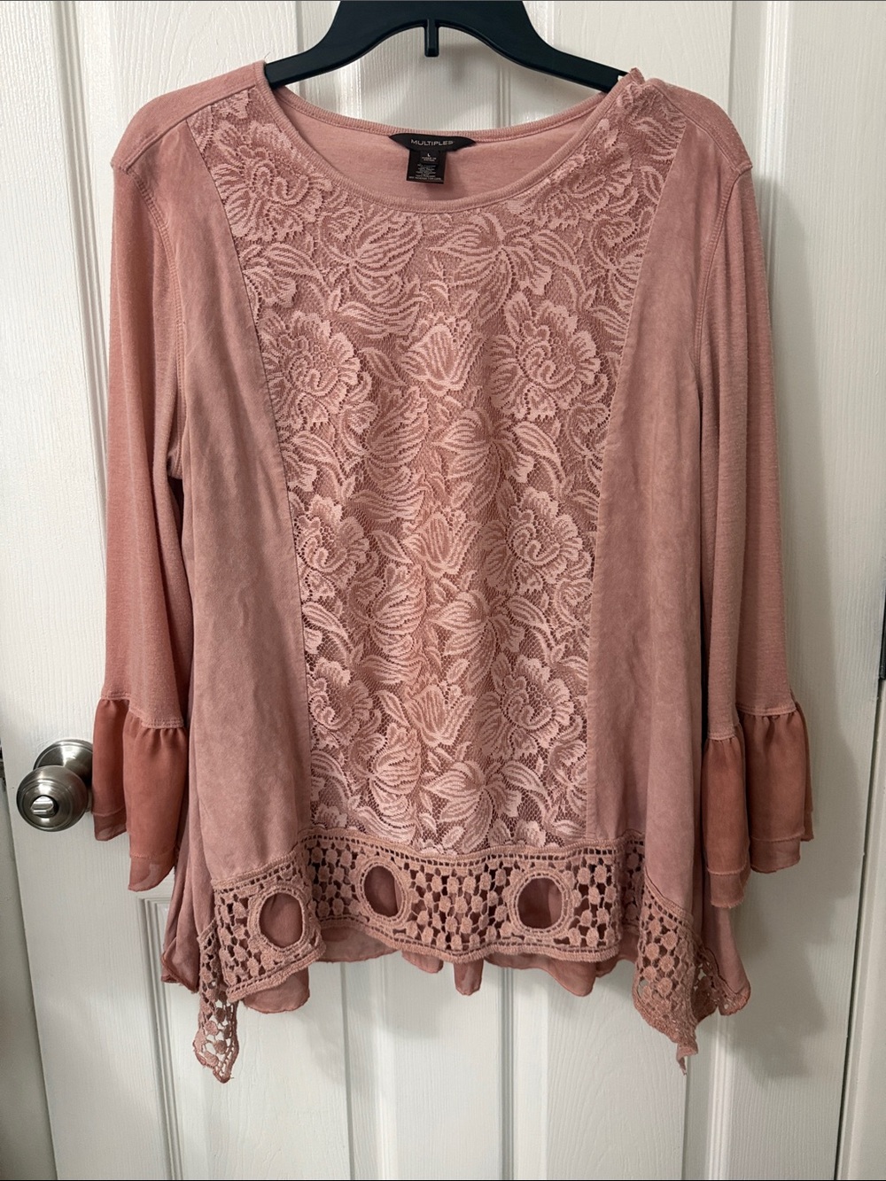 Multiples Dusty Rose Lace & Crochet Tunic